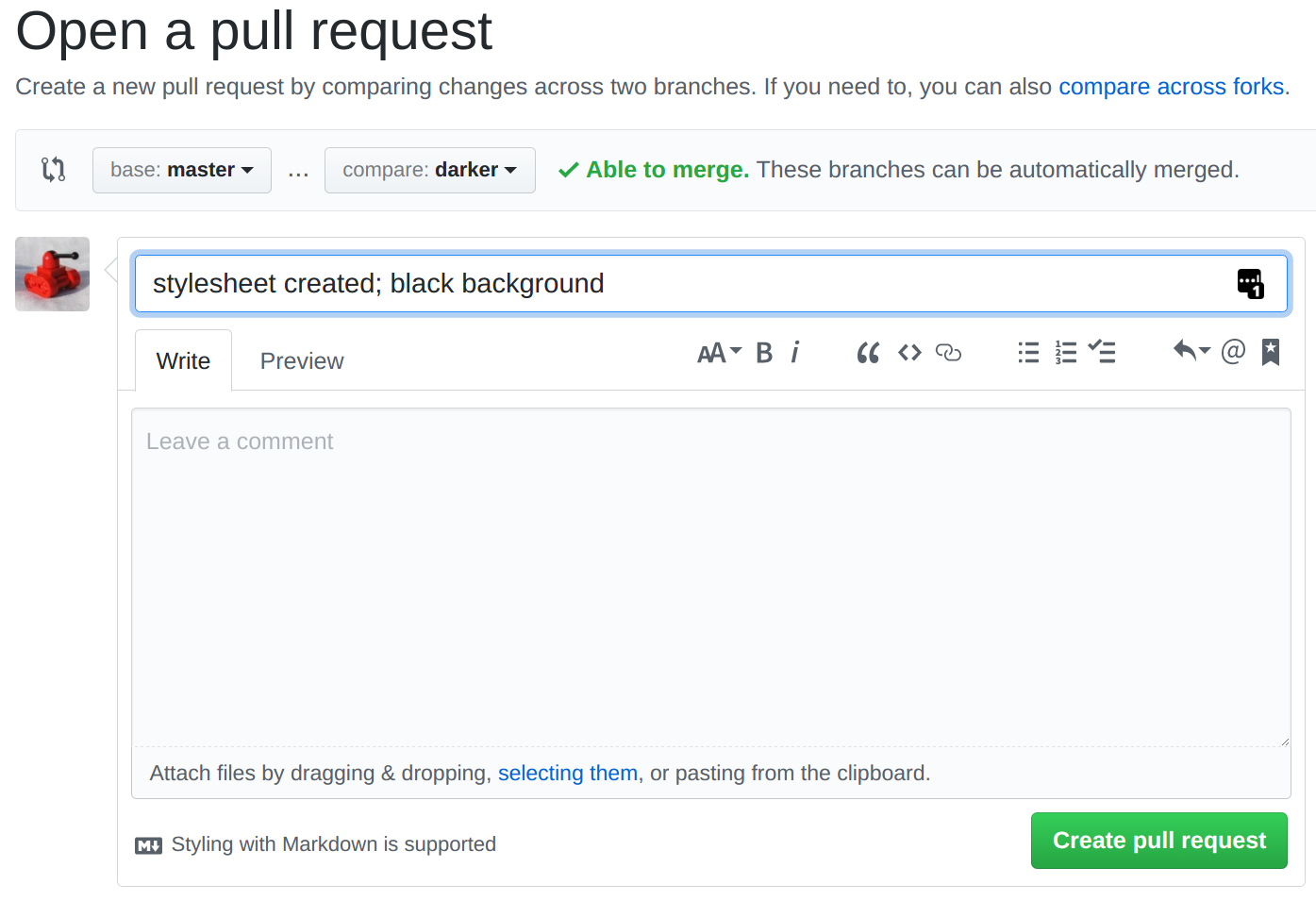 Open a PR in GitHub